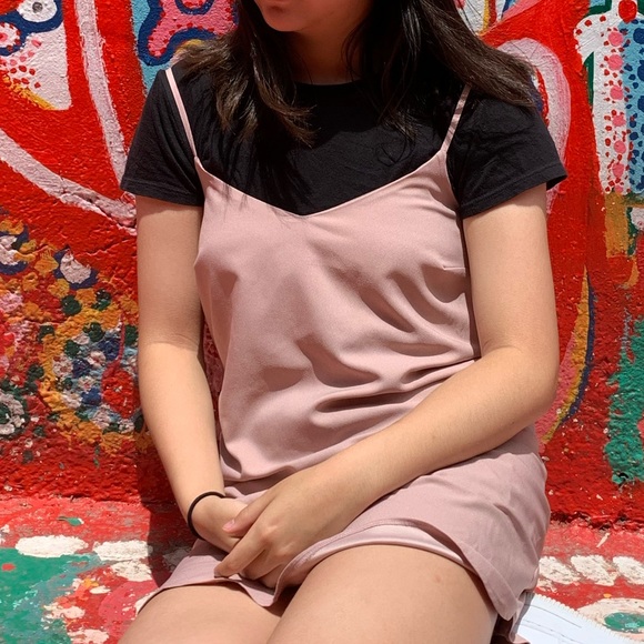 Missguided Nude Pink Crepe Cami Shift Dress - Picture 2 of 3